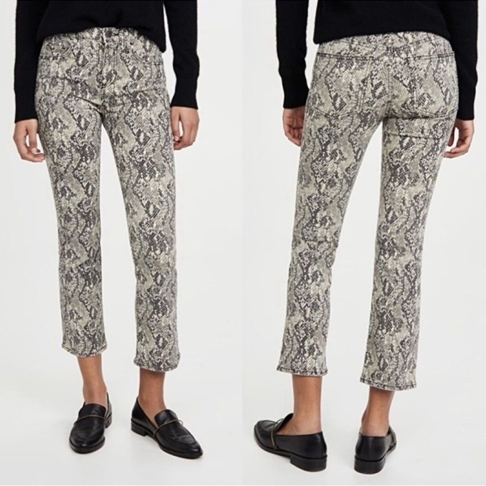 Veronica Beard Snake Print Boot Cut Jeans - Black and Cream
